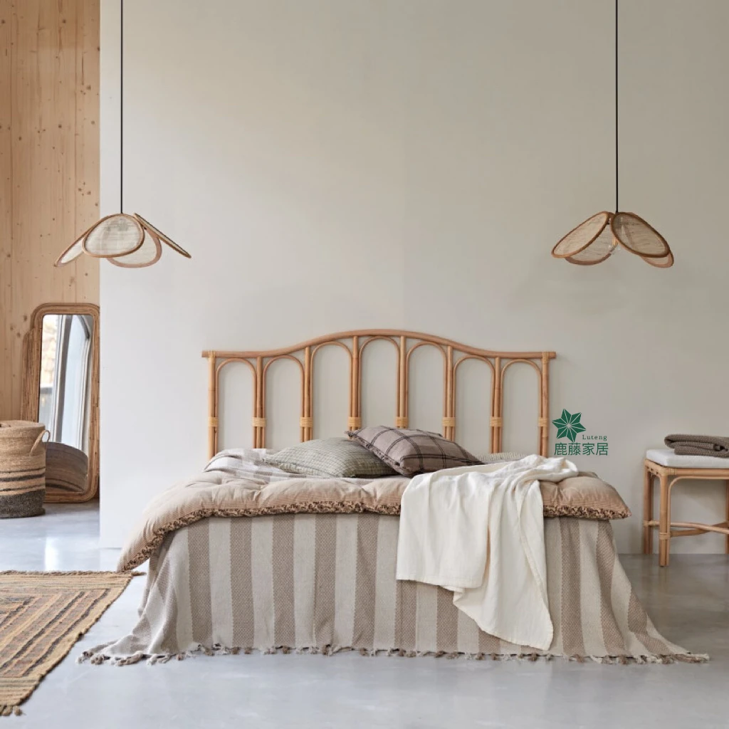 

Rattan headboard B & B model room background floor decoration