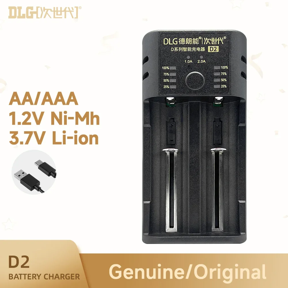 

DLGPOWER Multifunctional Intelligent Charger for AA/AAA/18650/26650/18490/16340/14500/21700 Li-ion Battery Type-C LEDdisplay