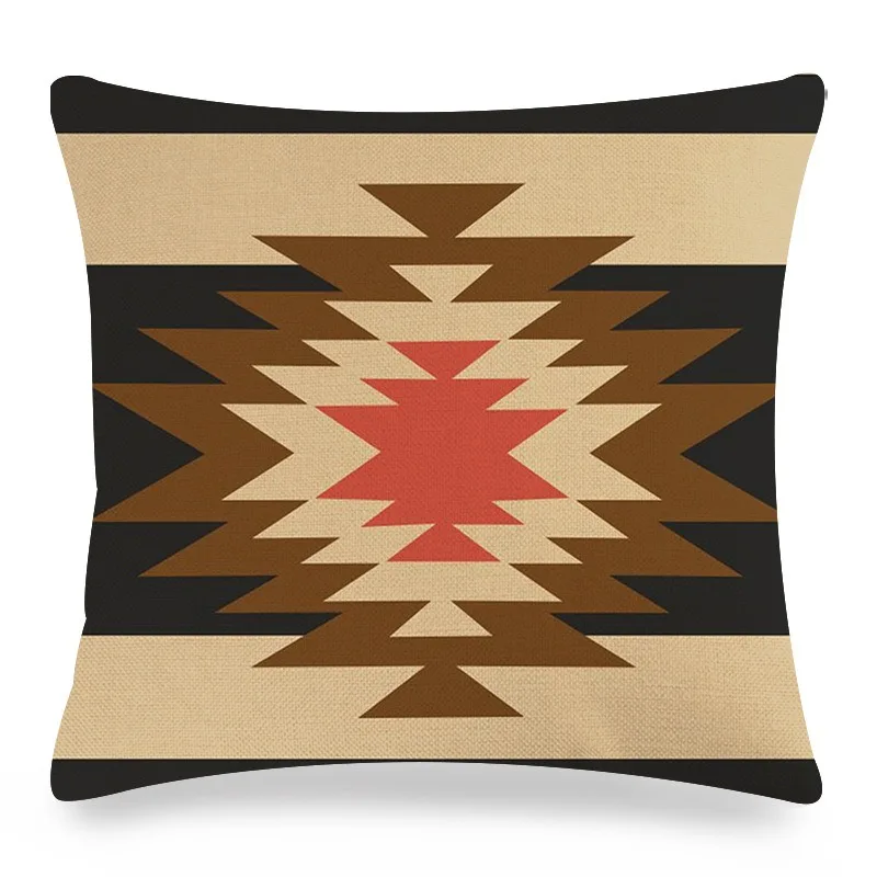 Throw Pillow Cases Bohemian Aztec Geometric Pattern Cushion Cover 45x45cm Home Living Room Decoration Linen/Cotton Pillowcover