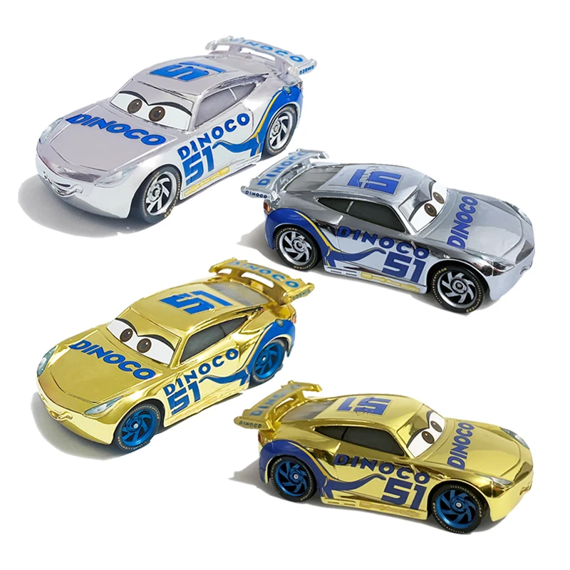 Cars 2 Pixar Car 3 Lightning McQueen Gold Plating 51 Model Toy Car Metal Die Casting Metal Alloy Racing Car Children Gift