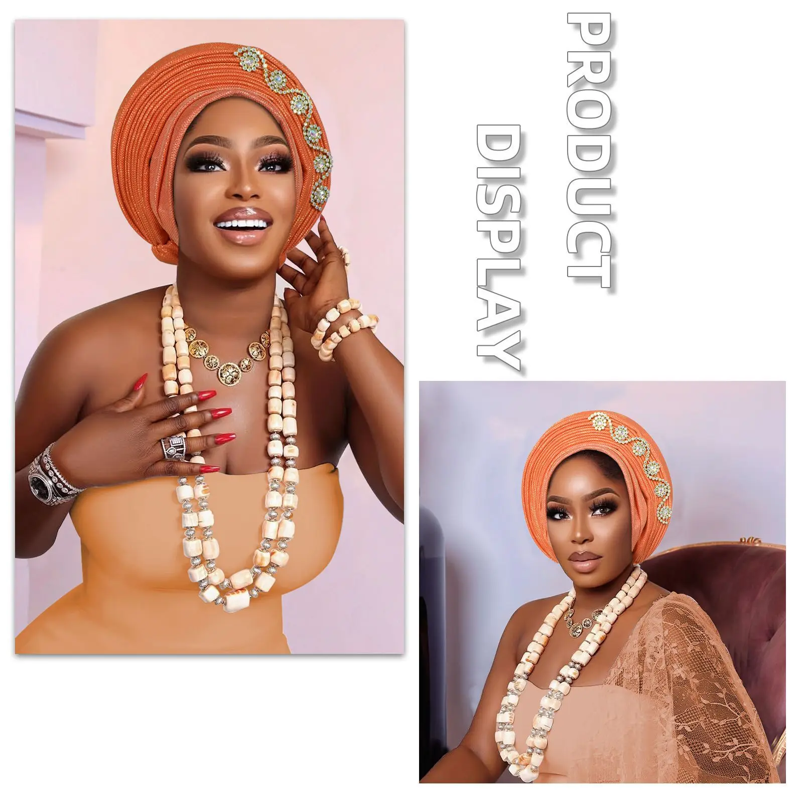 

2025 New African Headtie Turban Nigeria Headwear Diamonds Already Made Auto Gele Women Head Wrap for Wedding Party Nigeria Hijab