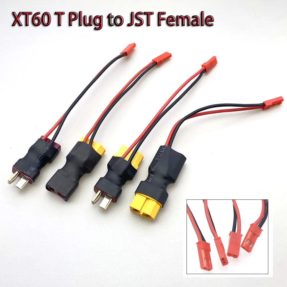 XT60 T Plug to JST Female Plug Direct Insertion Power Adapter for Lipo Connector of Remote Control Battery Model Accessories
