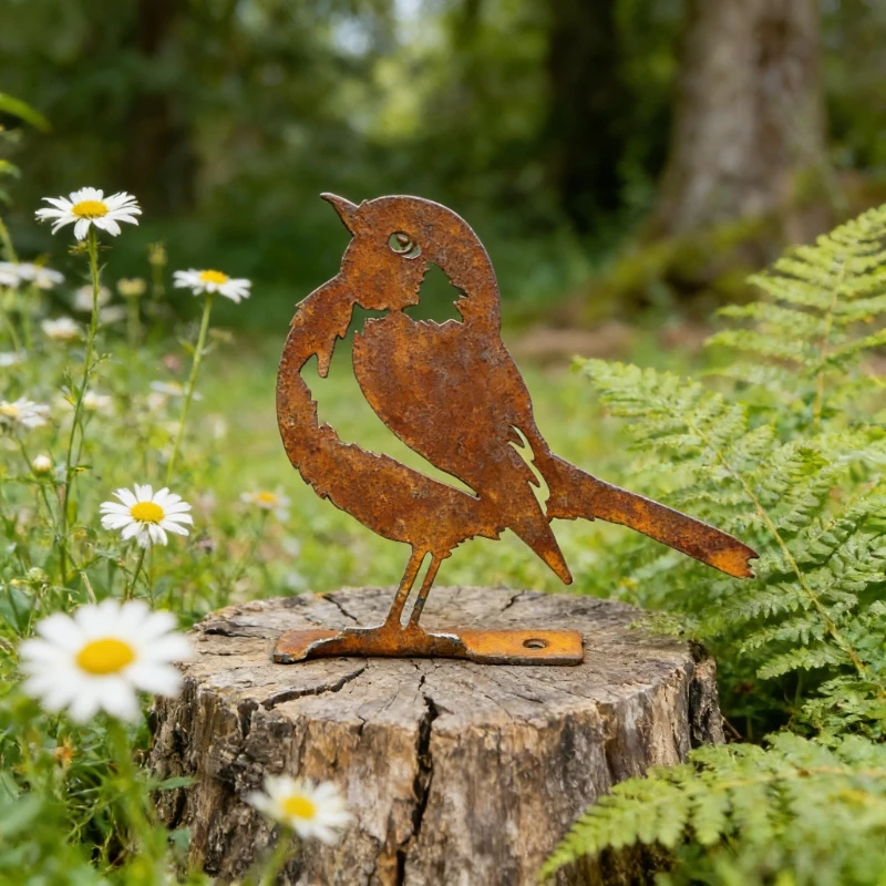 Rustikale Metall-Vogel-Wandkunst, Vintage-Rostfarbene Eisenskulptur für Haus, Garten, Terrasse, Hof, Bauernhaus, Landhaus-Wanddekoration