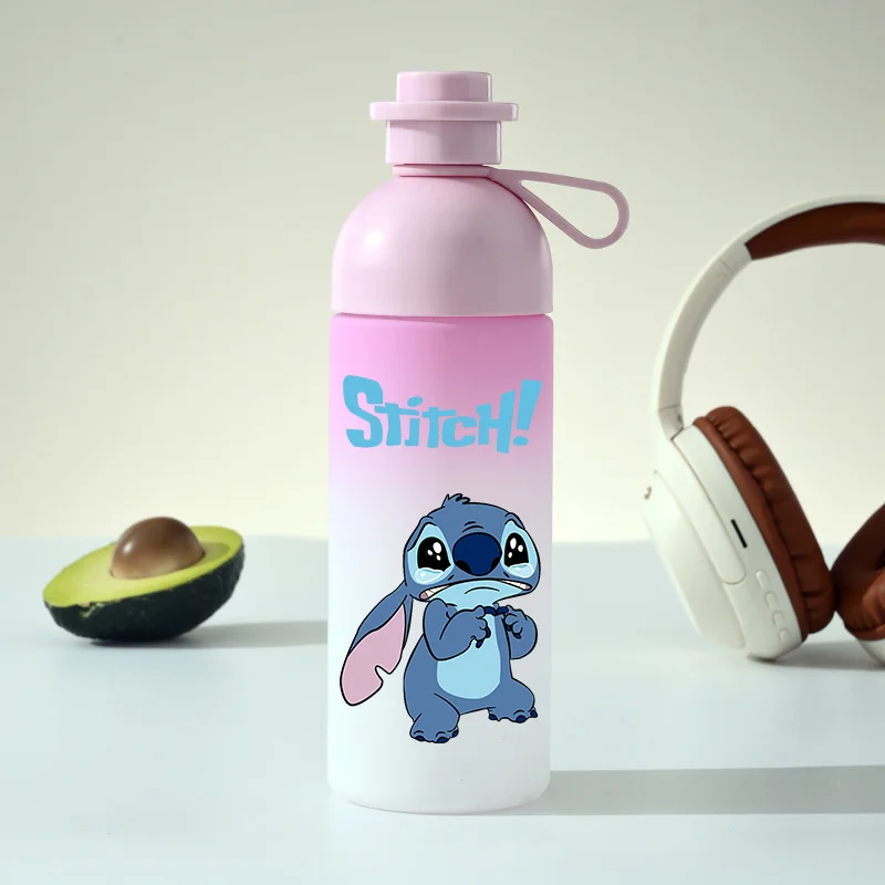 600 ml Lilo & Stitch Anime Stitch Direct Drink Mundwasserbecher Farbverlauf Weiß Rosa Gelb Kleines Monster Transparenter Plastikbecher