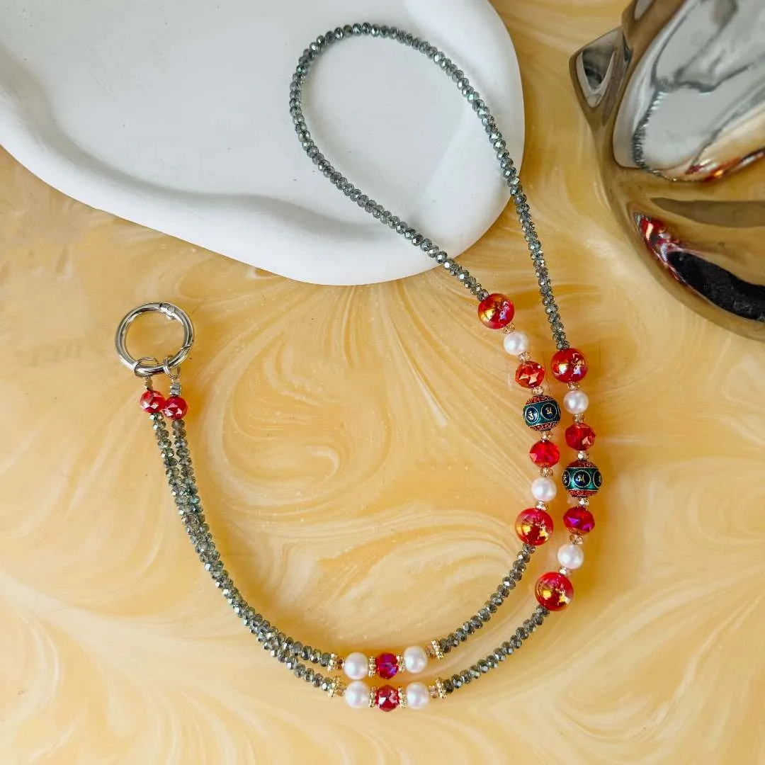 

Vintage Beads Long Chain for Bag and Keychain, Ethnic Style Creative Anti-lost Phone Charm