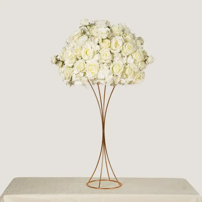 Eternal Life series luxury Champagne white rose hydrangea artificial flower ball wedding bouquet banquet table decoration