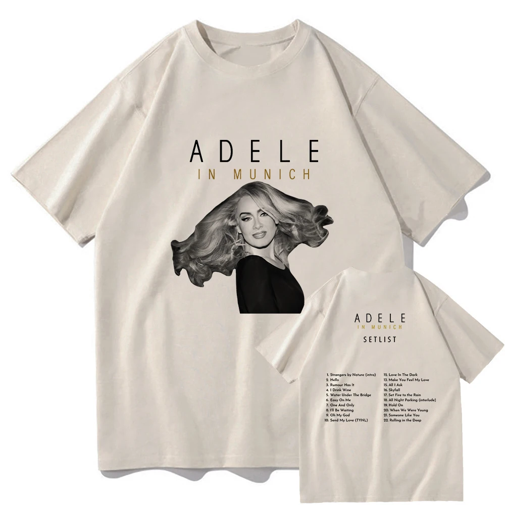 Adele In Munich Tour 2024 T Shirt Men/women Clothing Harajuku Vintage Tops Unisex Cotton Graphic T Shirts Clothes Streetwear