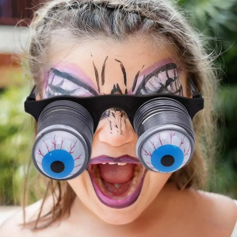 Funny Game Drooping Eyeballs Spring Glasses Horror Halloween Costume Accessories Adult Kids Pretend Play Prop Party Decoration