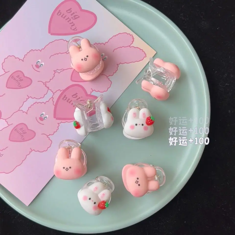 2 قطعة مقاطع Cottagecore الأرنب الفراولة أحمر الخدود لطيف ذيل حصان حامل الانفجارات تأمين للمراهقين فيونكات شعر للفتيات