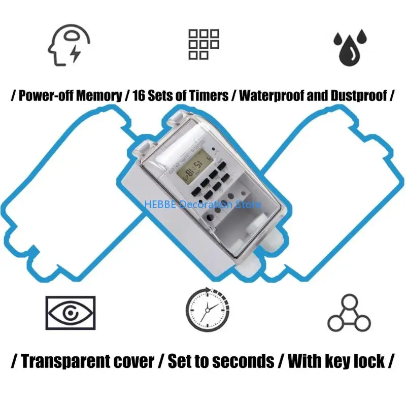B0KC Intelligent Digital Timer Controllers with Memory Function Waterproof Component 24H Automatic Control for light Pumps