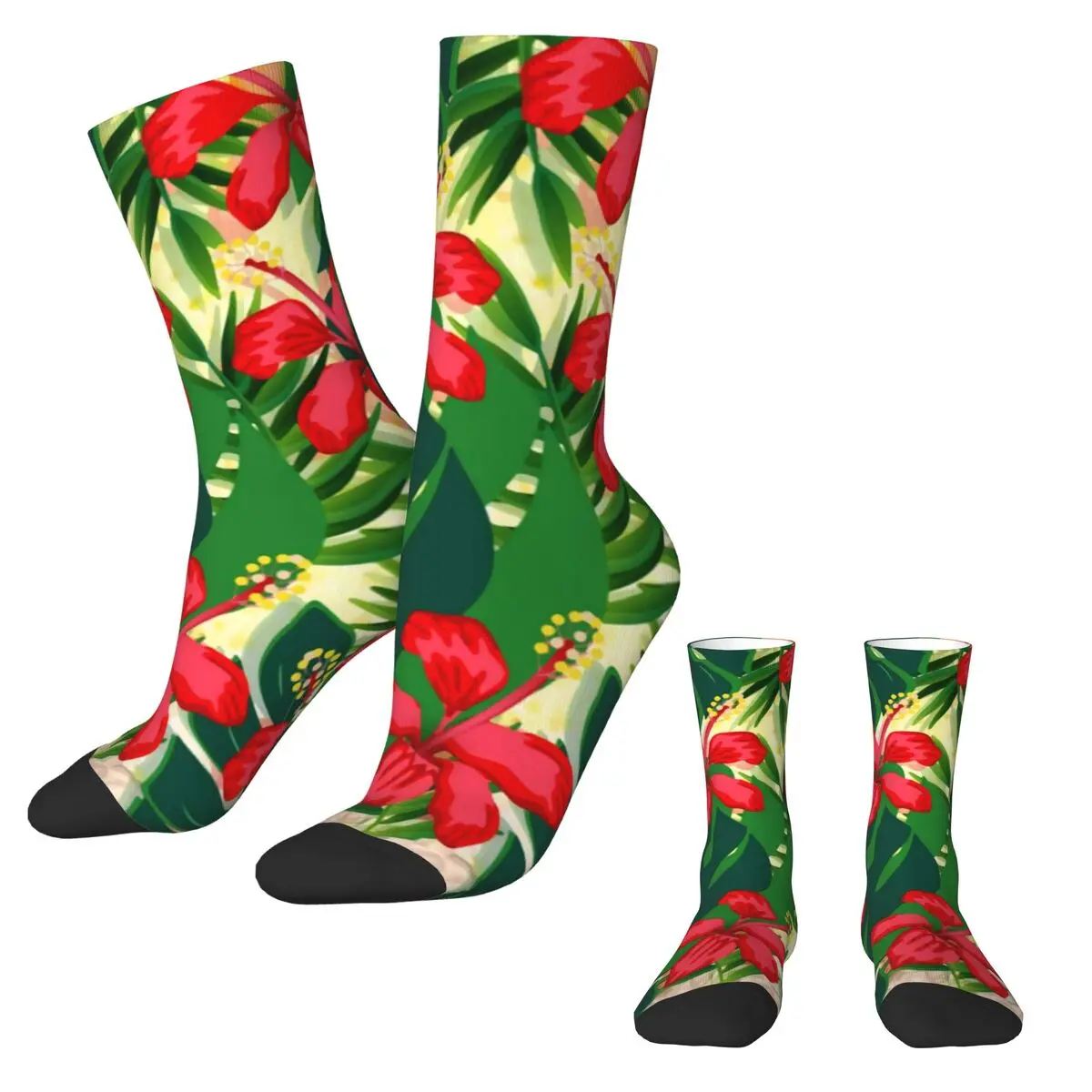 Tropical Flower Socks Funky Floral Art Korean Stockings Unisex Quality Running Sports Socks Autumn Custom Non Slip Socks