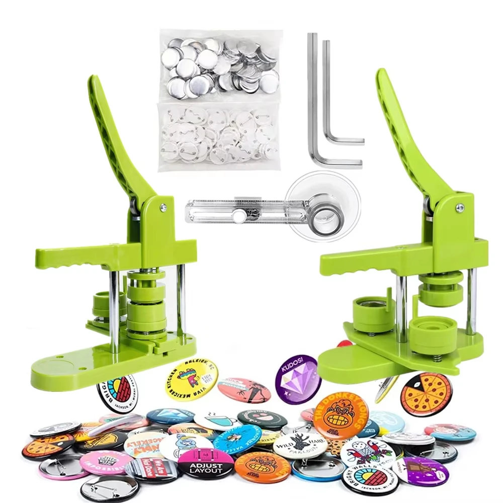

DIY Button Maker Machine Set with 100Pcs Parts Circle Cutter 25/32/37/44/58MM Badge Pin Press Kit for Crafts Business