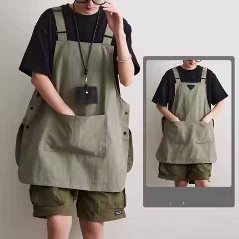 Water Repellent Japanese Apron Unisex Kitchen Work Smock Oil Resistant Easy Clean Perfect for Home Cooking and Coffee Shop Use