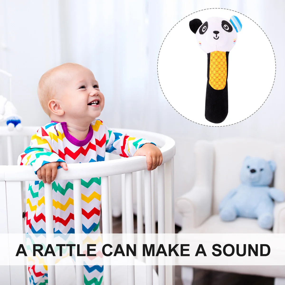 ของเล่นเขย่ามือเด็กทารกแรกเกิด สีดำ ขนาดเล็ก 1 ชิ้น ของเล่นสัตว์ตุ๊กตาเขย่ามือ ช่วยพัฒนาการทางประสาทสัมผัส