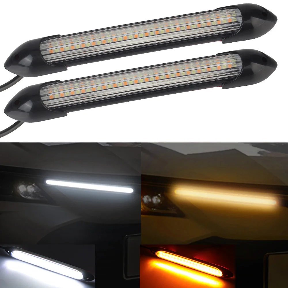 2 Pcs/set DRL Light Turn Signal Car LED Daytime Running Light Headlight Strip Car Styling Car Modified Streamer Strip