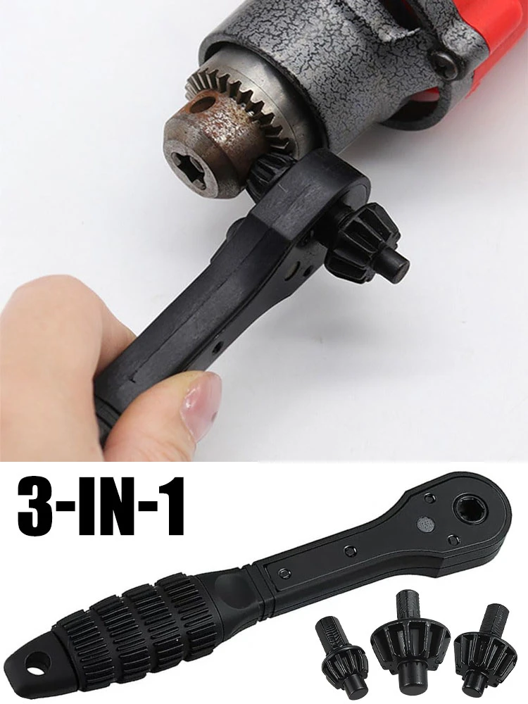 

3 in 1 Drill Chuck Ratchet Spanner Wrench Electric Drill Clamping Tool Multi Universal Ratchet Wrench Spanner Hand Tool