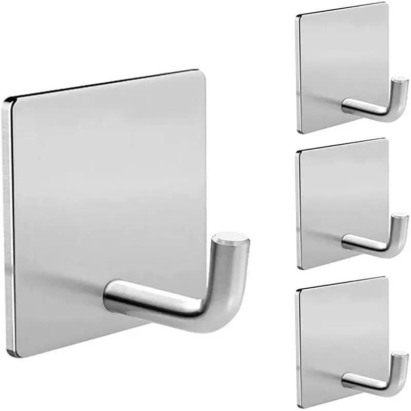 

Stainless Steel Self Adhesive Wall Coat Rack Key Holder Rack Towel Hook Clothes Rack Hanging Bathroom Kitchen Multi-Purpose Hook