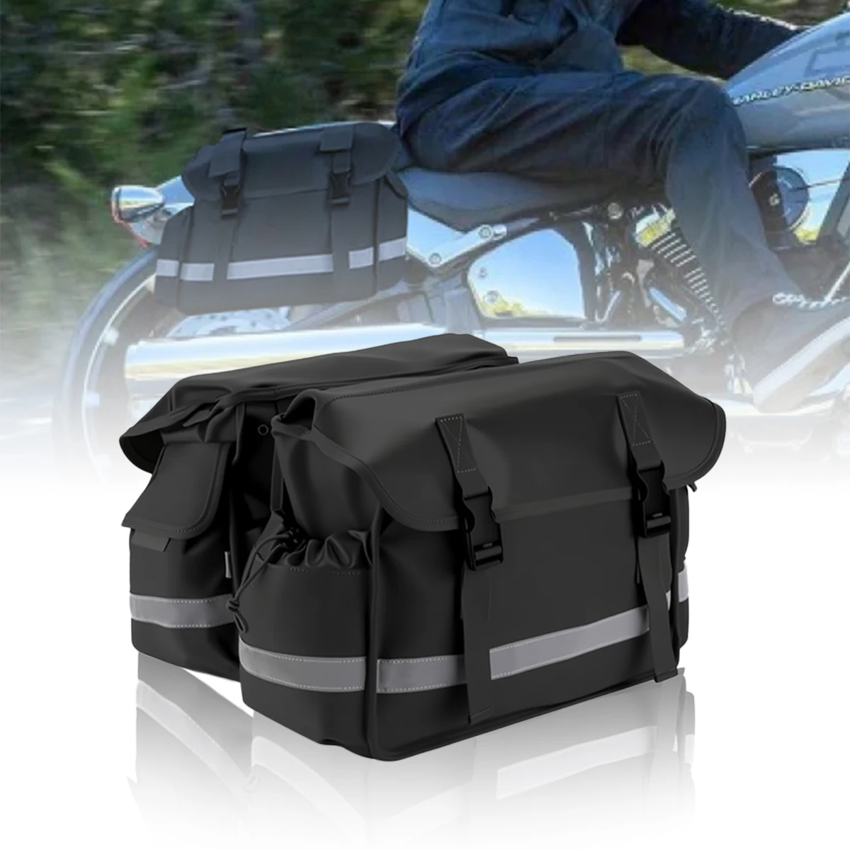 

Black Bicycle Side Bag Bike Rear Seat Bag, Motorcycle Bicycles Luggage Cargo Rack Carrier for Cycling Traveling Commuting