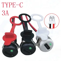 2Pin LED Lamp high current charging socket with nut snap lock plate TYPE-C female type C waterproof female connector Jack