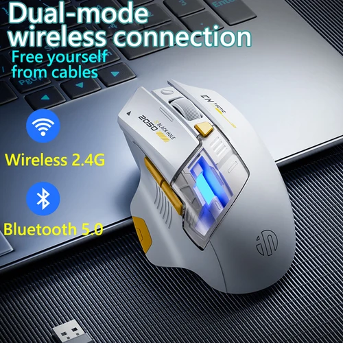 Ratón inalámbrico para juegos Inphic A9 Explorer, pantalla de nivel de batería de 500mA, ergonómico, Bluetooth, para oficina, PC y portátil