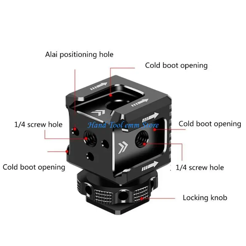 

H37F Triple Hot Shoe Extension Bracket 1/4'' Screw Adapter Extend Microphone Fill Light Monitor Arm Camera Accessories