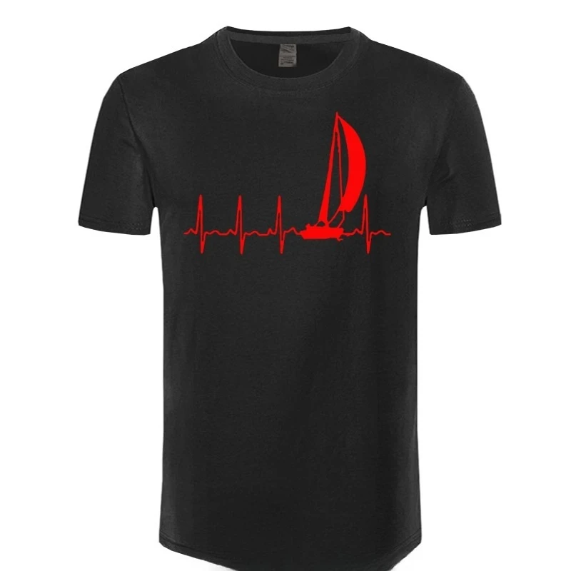 Sailing T Shirt SAILING IN A HEARTBEAT T-Shirt Summer Graphic Tee Shirt Cute Cotton Short Sleeve Mens Tshirt  Fashion Trend