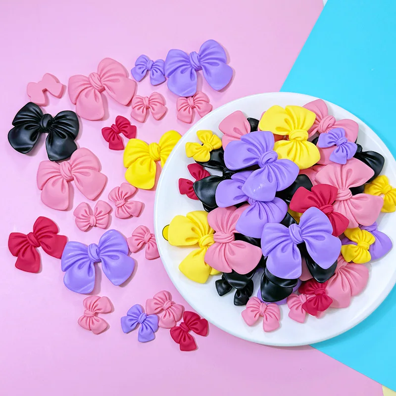 5pcs Cartoon cute bow resin DIY jewelry mobile phone case headgear cable clip flatback hair accessories accessories handmade mat
