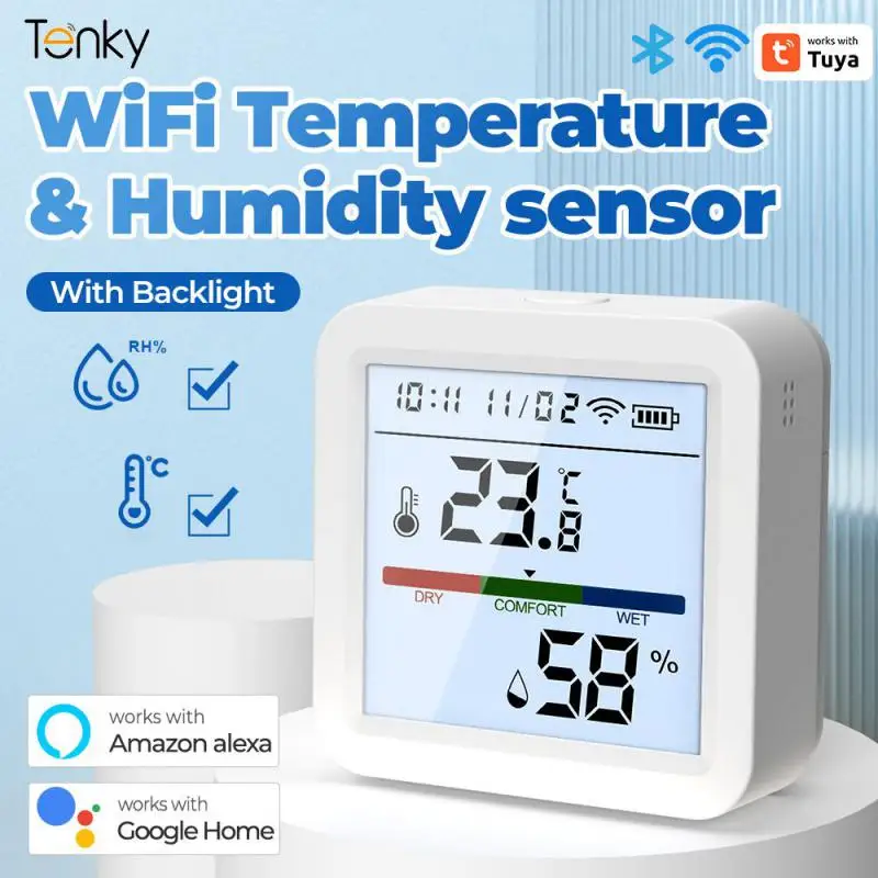 

Tuya WiFi Temperature Humidity Sensor Indoor Hygrometer With Backlight LCD display Smart Home Real-time Monitor for Alexa Goole