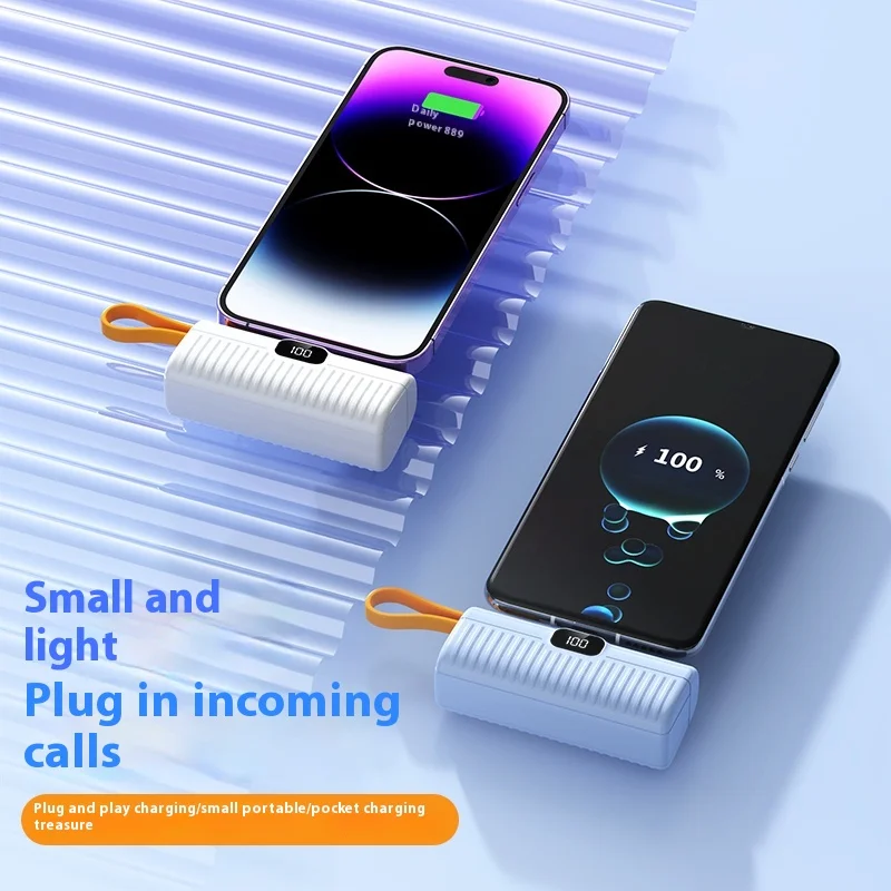 30000mAh Compact Capsule with Holder and Cable Power Bank Fast Charging Mini Power Bank for iPhone Samsung Xiaomi 2024 New