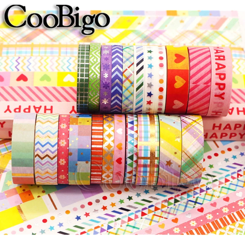 27Rolls/Set Rainbow Washi Tape Slim Bronzing Masking Adhesive Tapes Decorative Sticker DIY Scrapbook Planner Gift Diary Paper