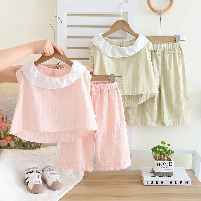 

New Summer Fashion Baby Clothes Suit Children Girls Sleeveless Vest Shorts 2Pcs/Sets Infant Casual Clothing Kids Tracksuits