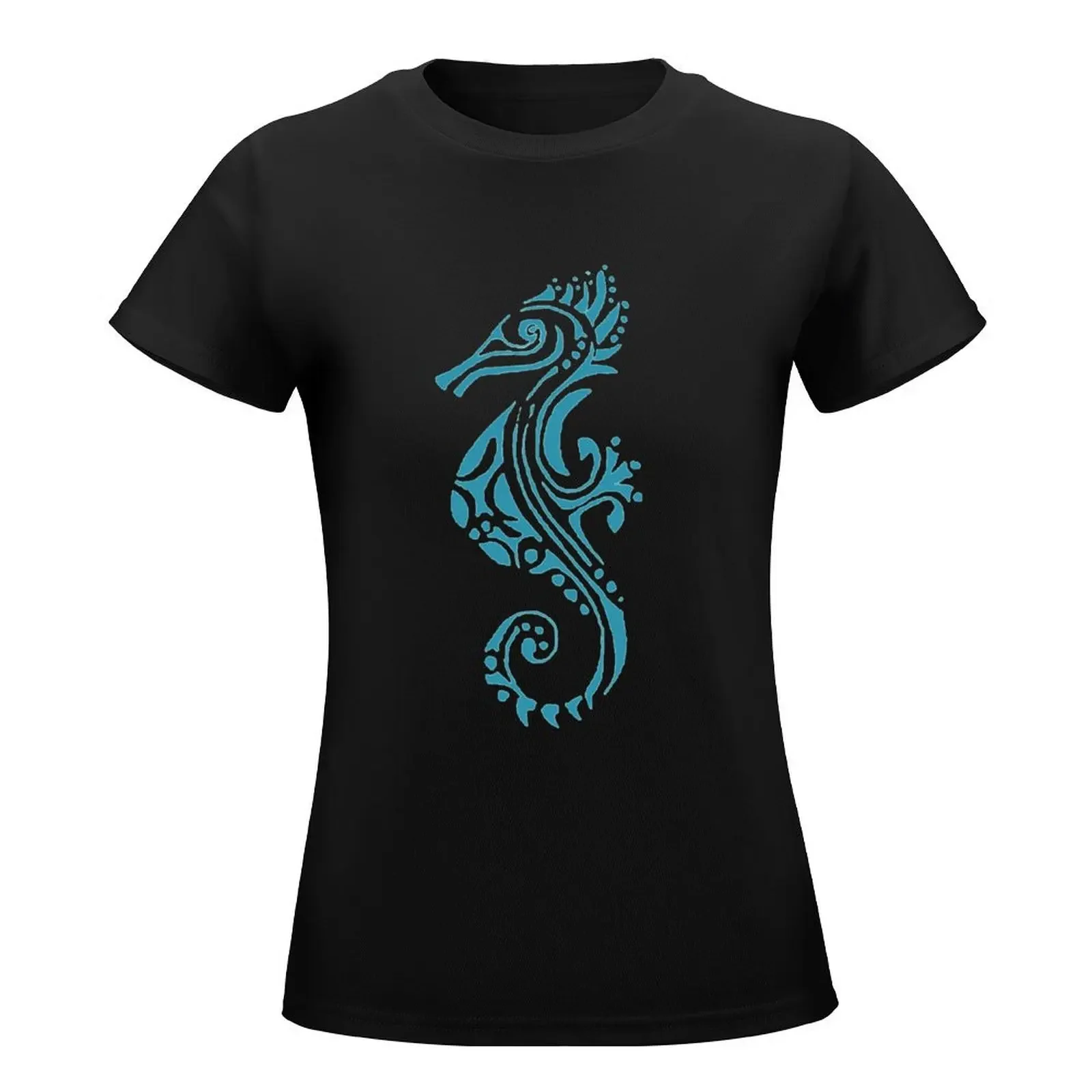 Seahorse turquoise tattoo T-Shirt Aesthetic clothing vintage funny Women's clothing