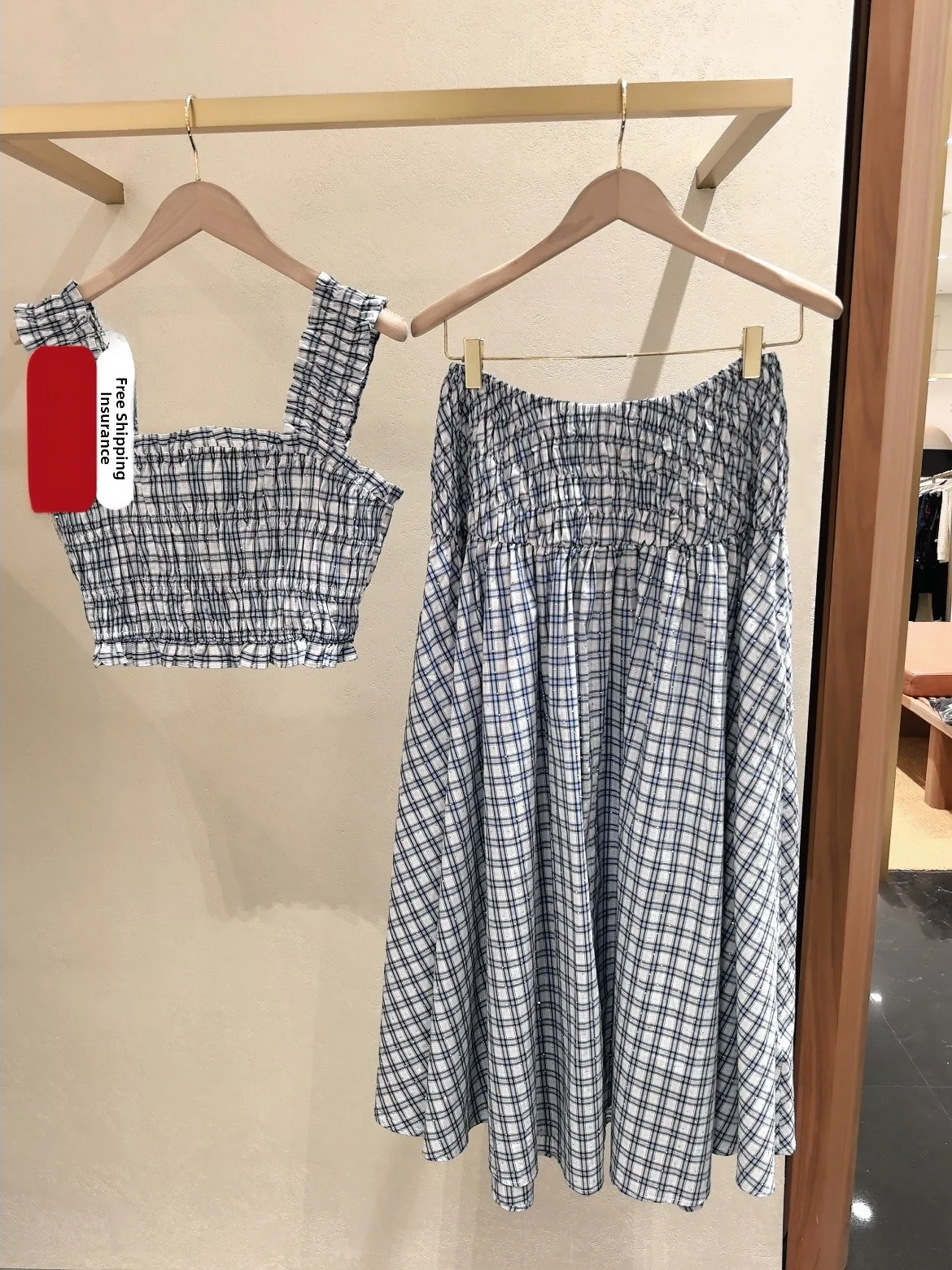 

HEIDD M Home 2026 Early Spring Style Plaid Halter Elastic Waist Skirt Set Women's Fashion Spring Summer Outfits