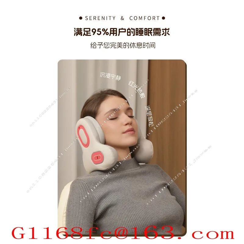 Sleep noise reduction ANC neck massage hot compress portable U-shaped neck pillow portable mobile phone bluetooth music