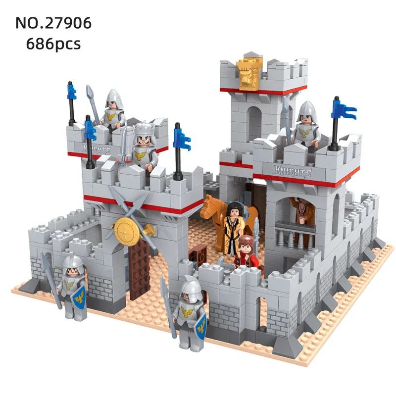 DIY Military Medieval Castle Building Block Soldier Assembly Model City Gate Knight Bricks Set Toys For Kid Gifts