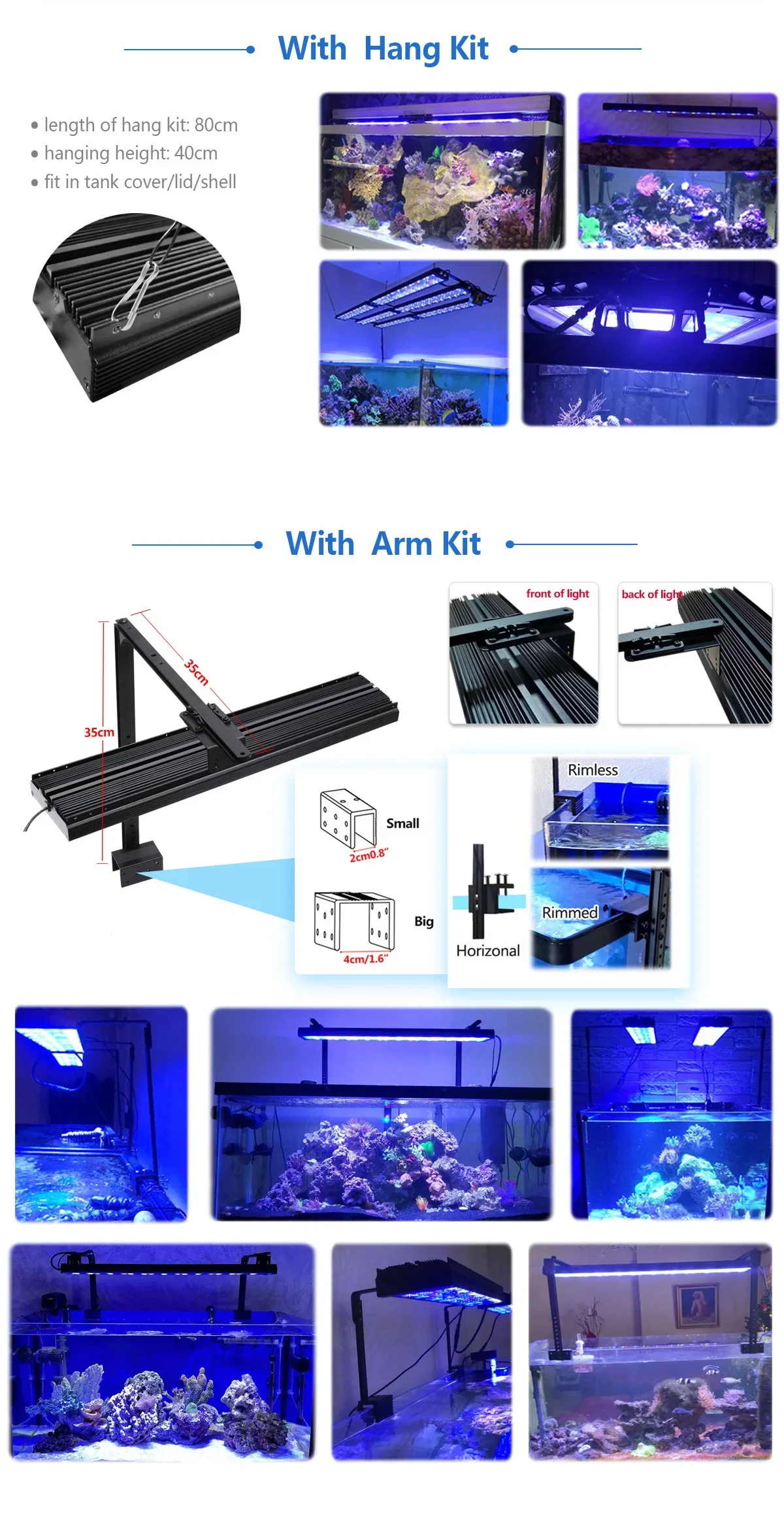 60cm PopBloom WiFi Meerwasser-Aquariumbeleuchtung, Vollspektrum LED-Aquariumlampe für 55-70cm Riff-Korallen SPS/LPS Fischaquarium – Detail 9