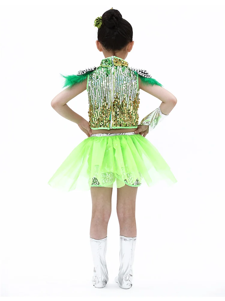 Children's jazz dance performance costume Boys and girls modern dance sequin pompous gauze skirt dance dress girls dance wear