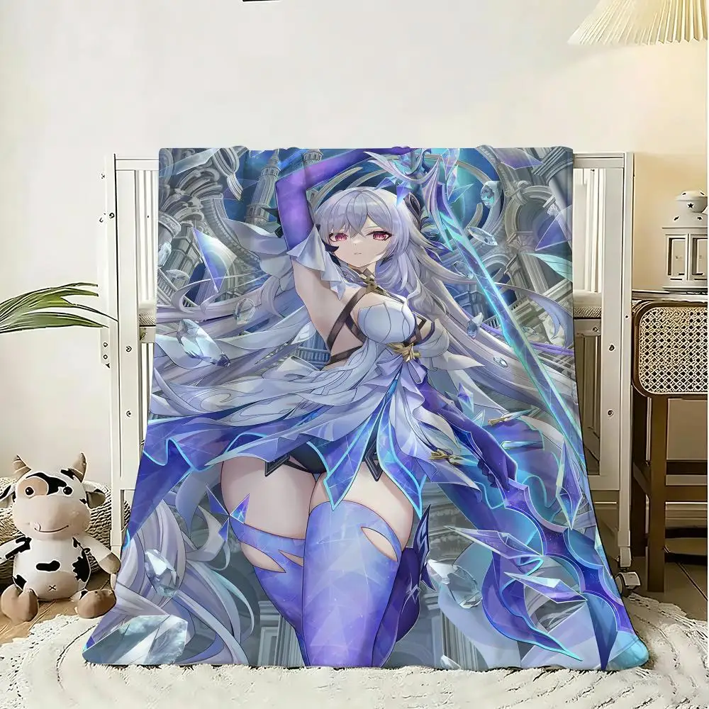 Game Skirk Genshin Impact Throw Flannel AC Blanket Lightweight Summer Nap Throw Cozy Blanket for Sofa Bed Travel Home