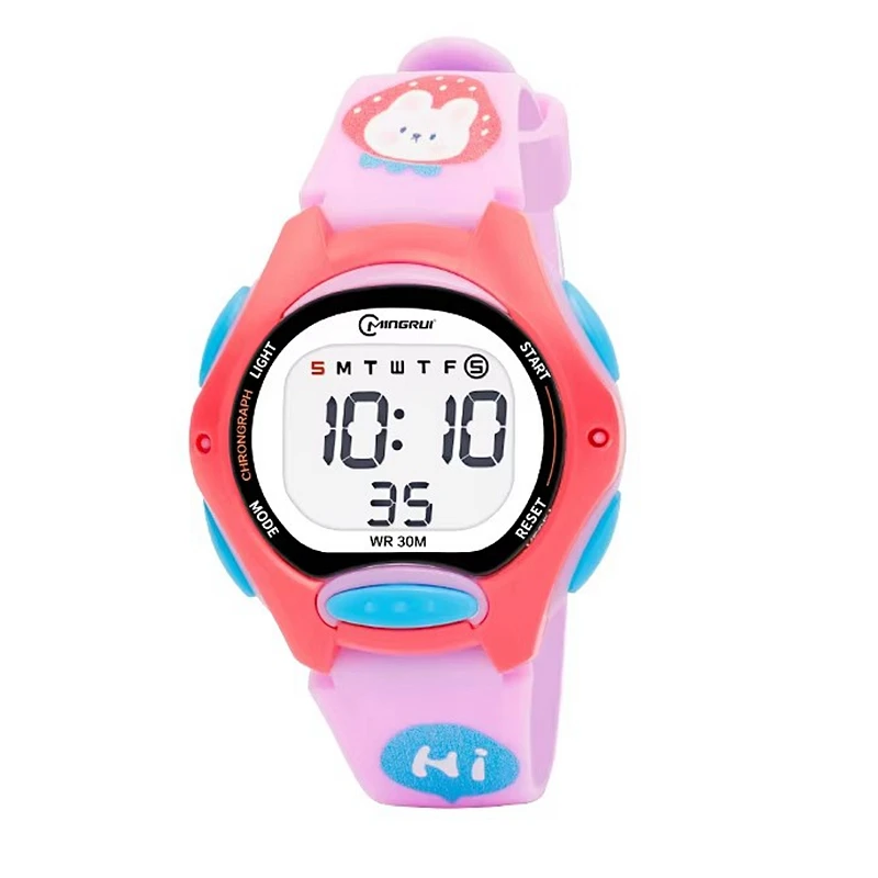 

Детские часы, милые розовые цифровые детские часы для мальчиков и девочек, водонепроницаемые фиолетовые студенческие электронные светодиодные наручные часы 30 м, подарки