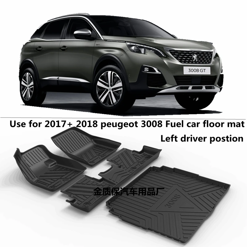 Fit for new Peugeot 3008 car AllWeather TPO Floor foot Mat trunk mat Full Set Trim to Fit For Peugeot 3008 waterproof floor mat