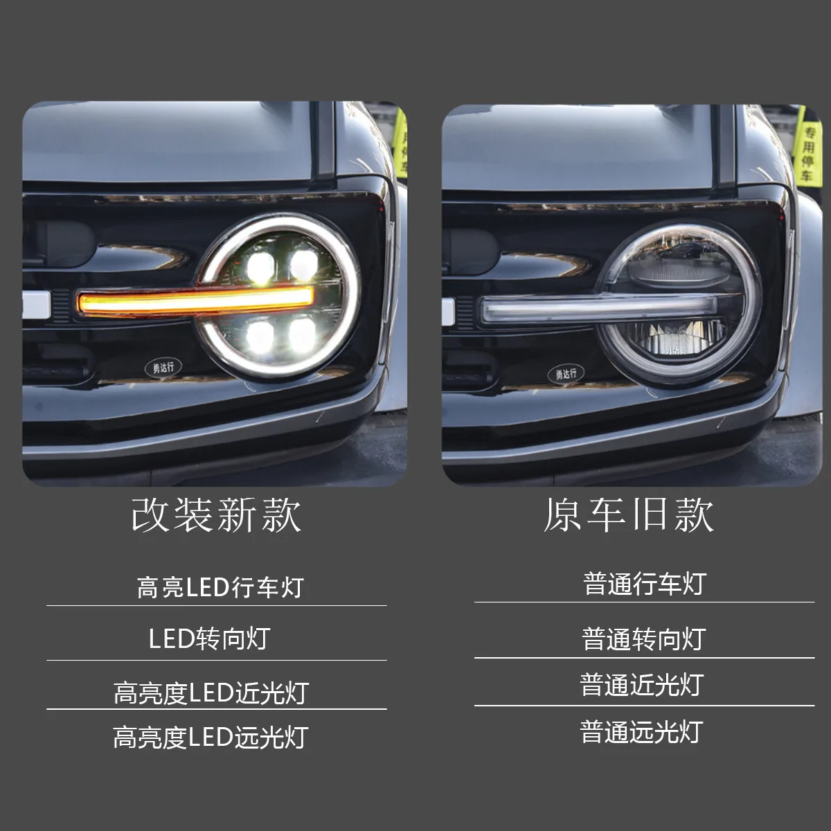 Suitable for 20-25 Ford Liema headlight assembly Bronco modified LED four-lens daytime running light turn signal