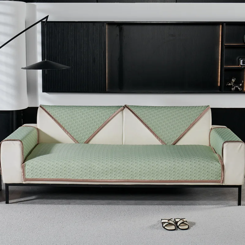 

1 шт., летний геометрический чехол для дивана, универсальный ледяной шелк, нескользящее полотенце для дивана, прохладное ощущение, дышащий чехол для сиденья дивана, гостиная