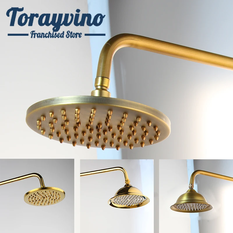 Torayvino Bathroom Rainfall Shower Head  Brass Round Shape 8 -inch Rain Shower head Hand Shower Bathroom Shower Head Without Arm