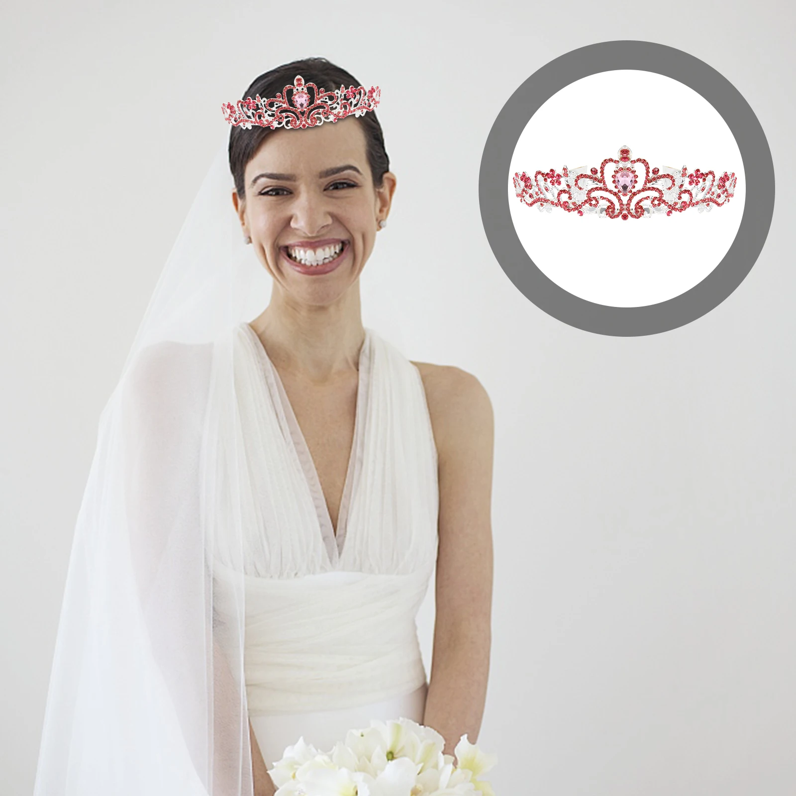 

Wedding Girl Headdress Alloy Diamond-set Crown Flowers Bride Rhinestone Miss The