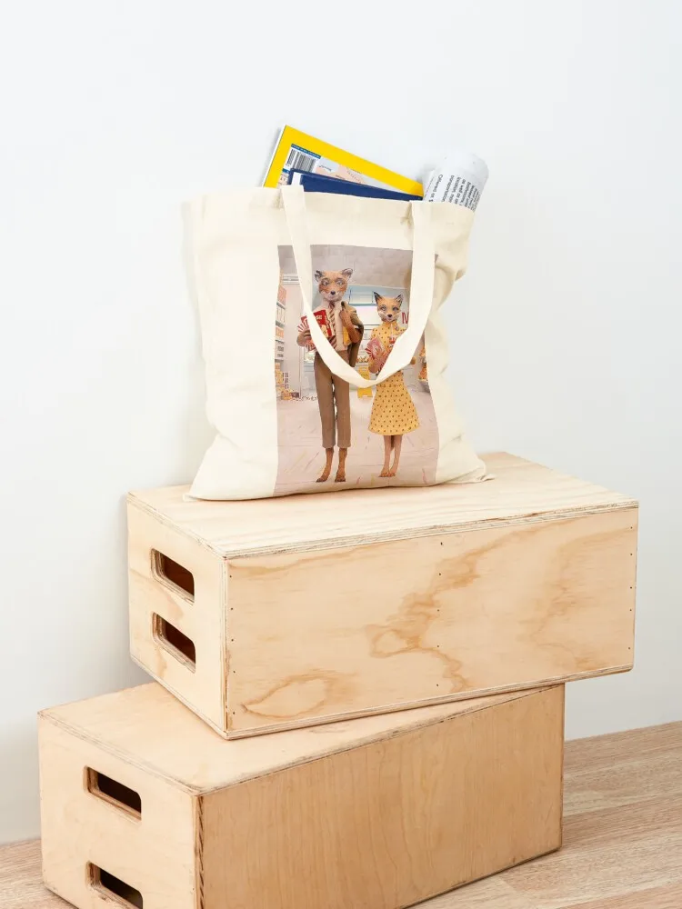 رائع السيد فوكس في متجر البقالة! حقيبة حمل صديقة للبيئة قابلة للطي حقيبة كيس لطيفة من القماش