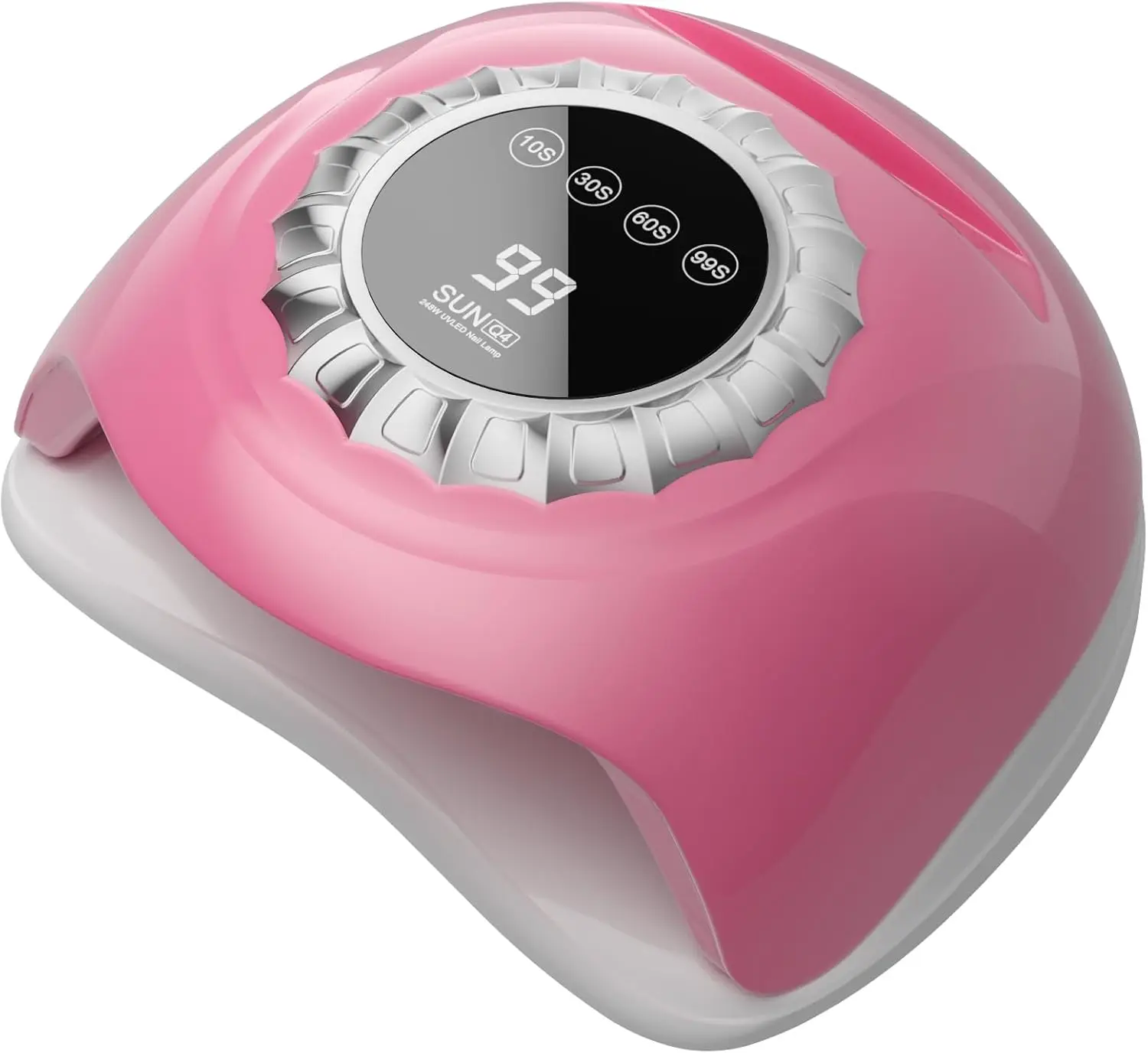 

Pink UV LED Nail Lamp with Touch Screen, 4 Timers, Detachable Base & Dual Light Beads – Quick Gel Curing