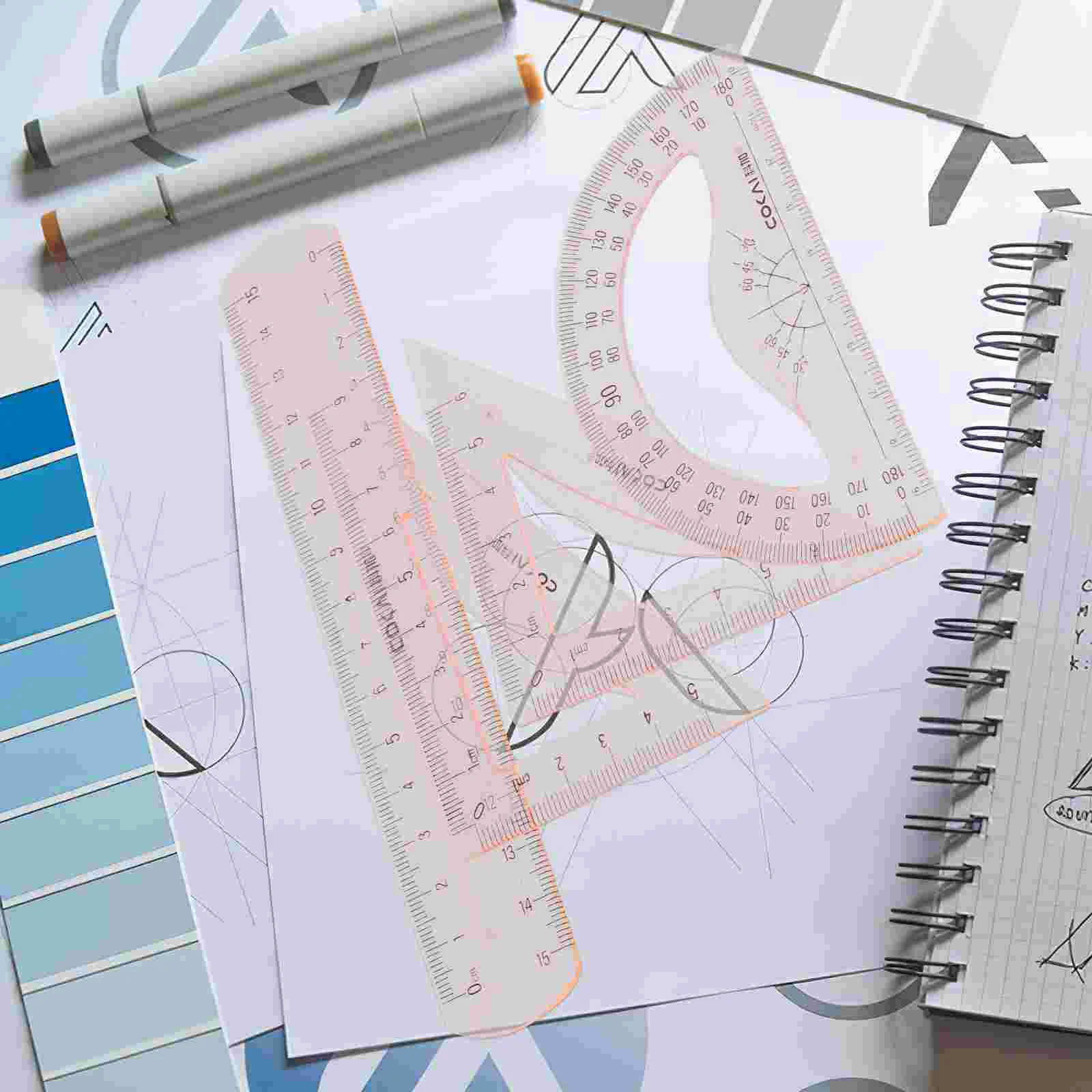 School Engineering Soft Ruler Messlineale Set Geometrie Arbeitsbuch Rosa Präziser Winkelmesser Kind