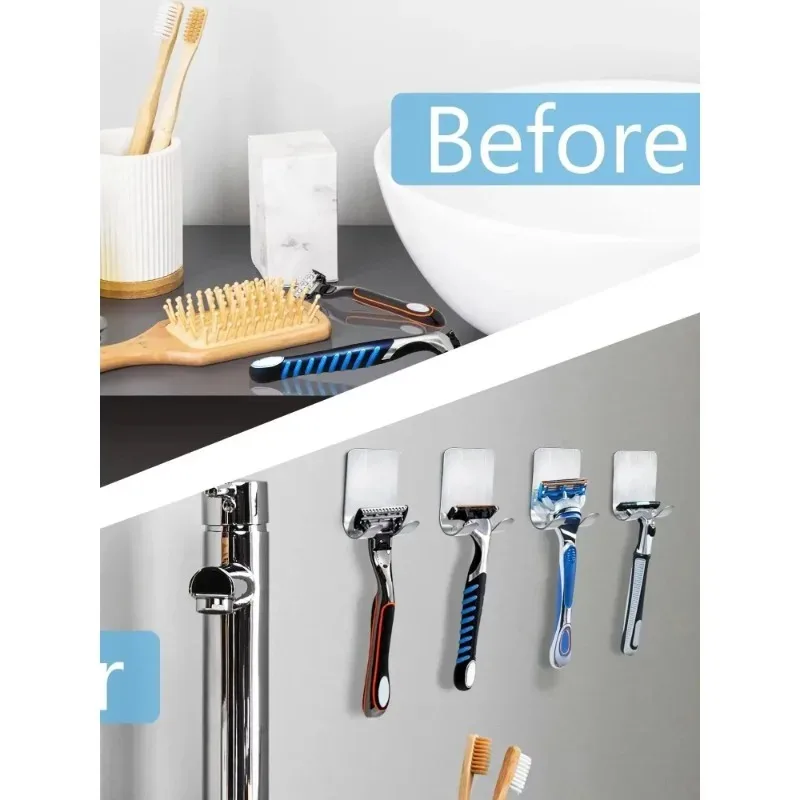 304 Stainless Steel Shaver Hook Door Rear Bathroom Storage Hook Creative Plug Hook Razor Blade Self-adhesive Hook Single Hook