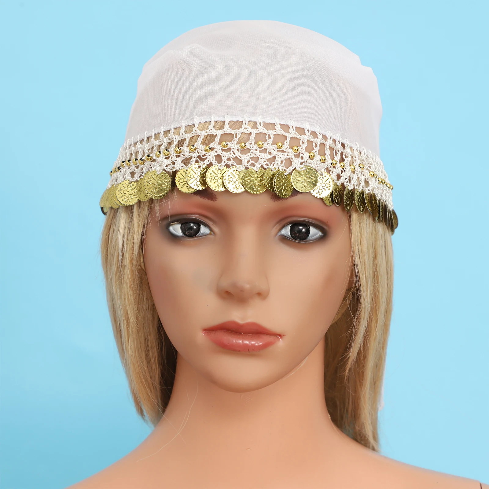 

Glittery Coin Tassel Belly Dance Headscarf Triangular Gypsy Tribal Headpiece Dancewear for Gypsy Samba Cha-Cha Dance Party