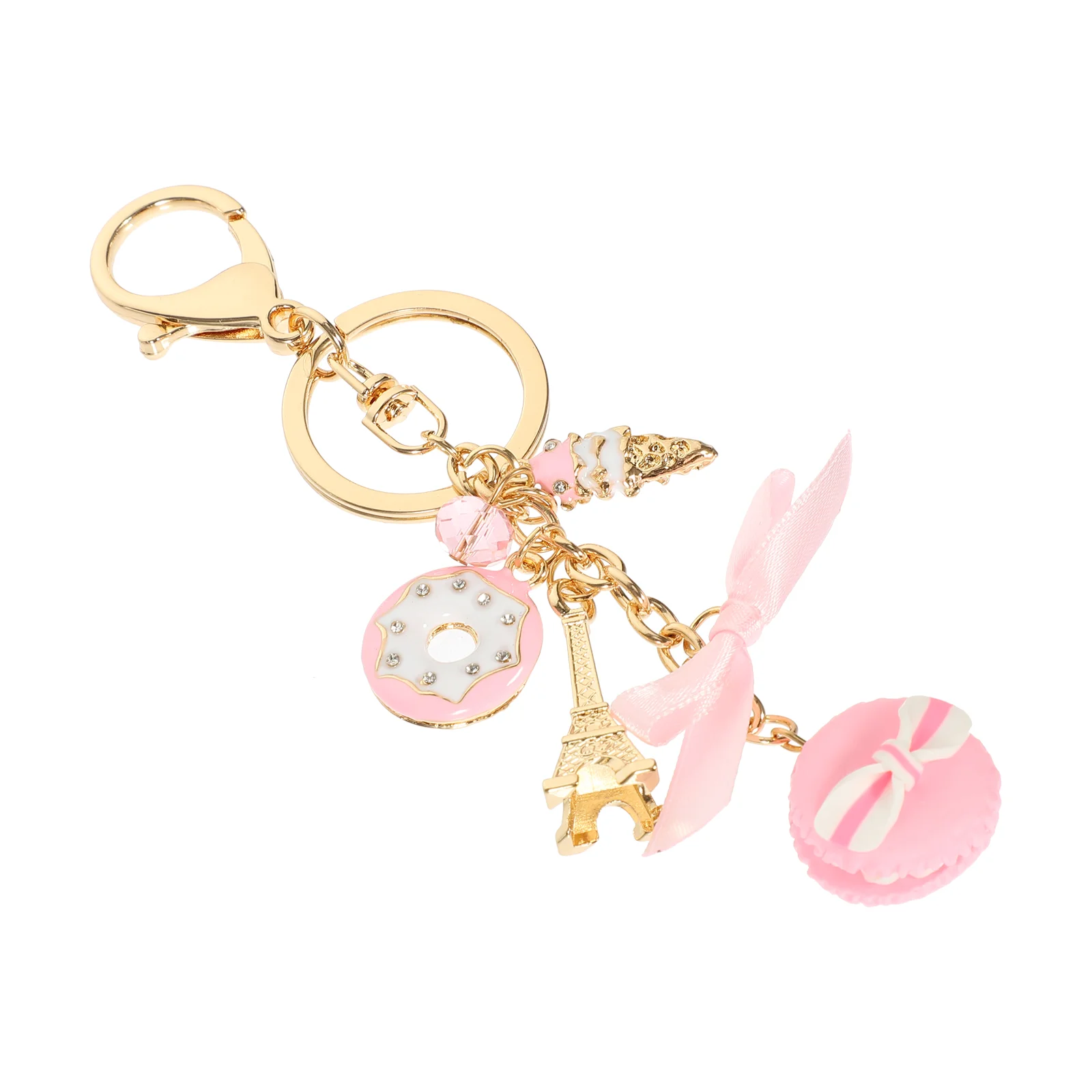 Key Chain Dessert Modeling Rings Exquisite Keychain Pink Decor Design Lovely Cake Elements